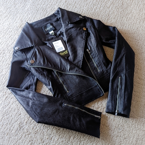 Collectif Jackets & Blazers - Collectif Mainline Outlaw Foiled Glitter Biker Jacket